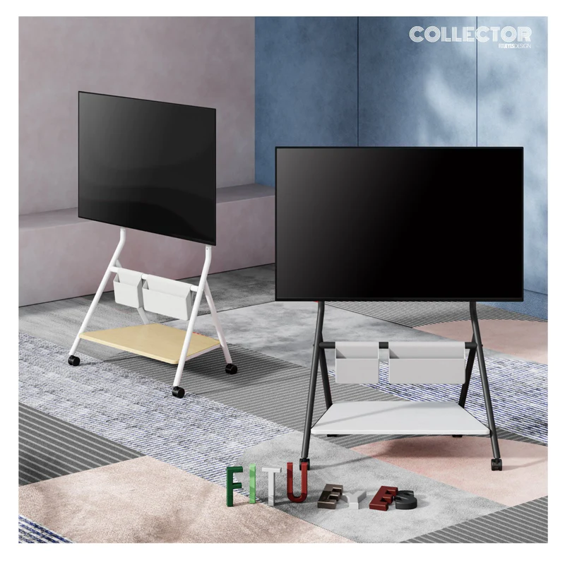 Floor TV Stand Portable Storage Collector Series 55-78 Inch - Black