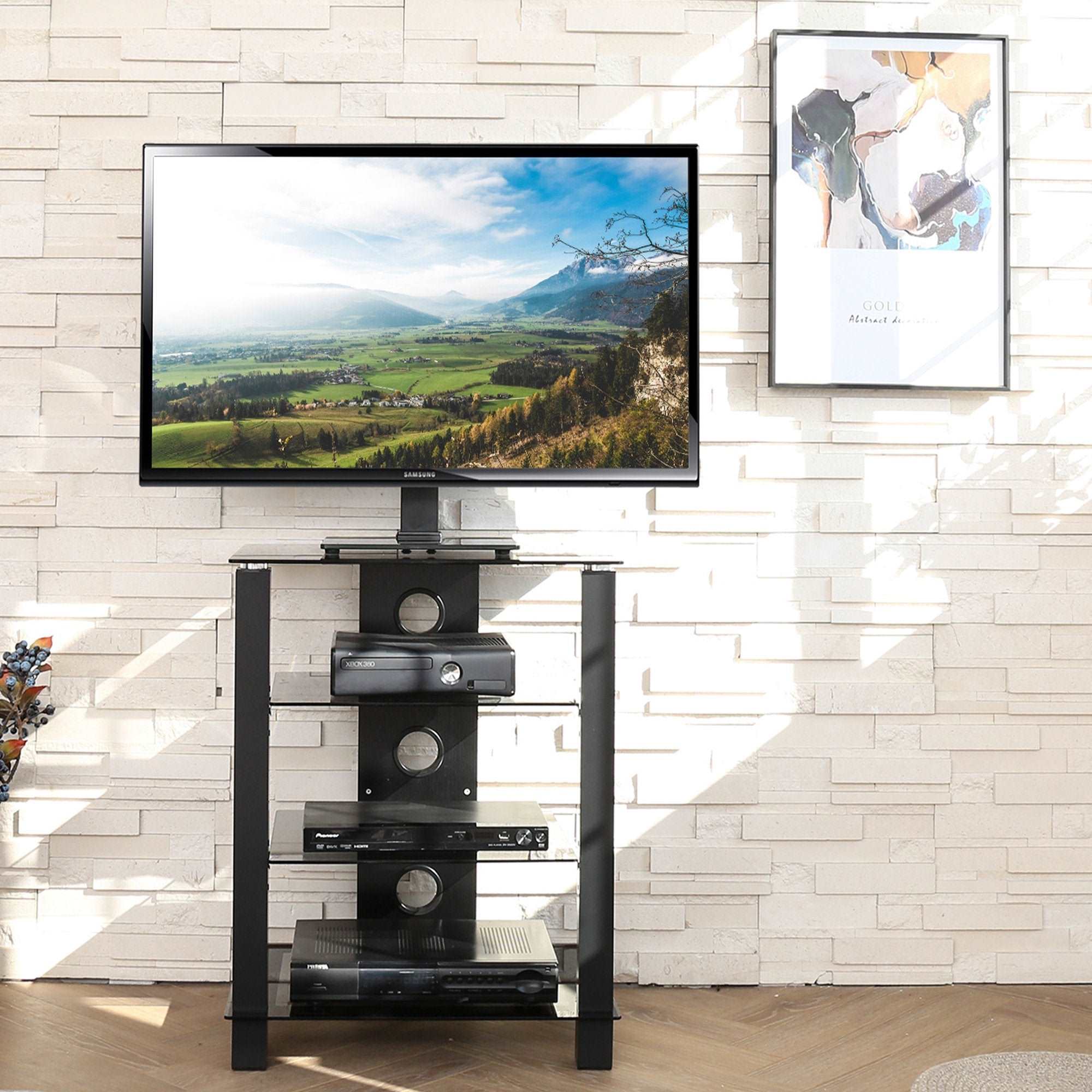 4-Tier Glass Media AV Shelf TV Stand AS Series
