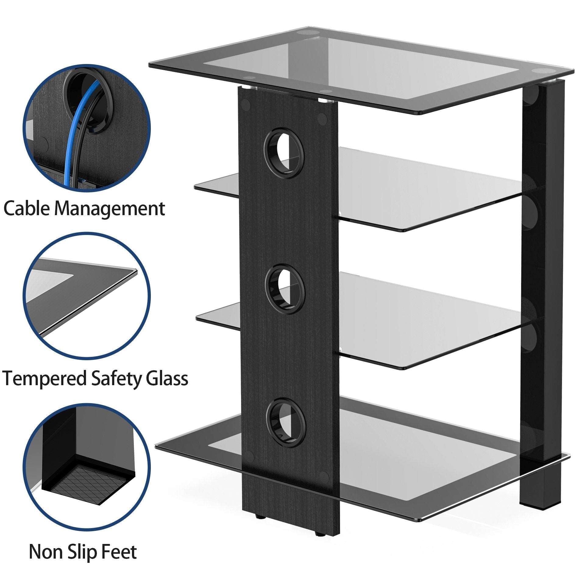 4-Tier Glass Media AV Shelf TV Stand AS Series