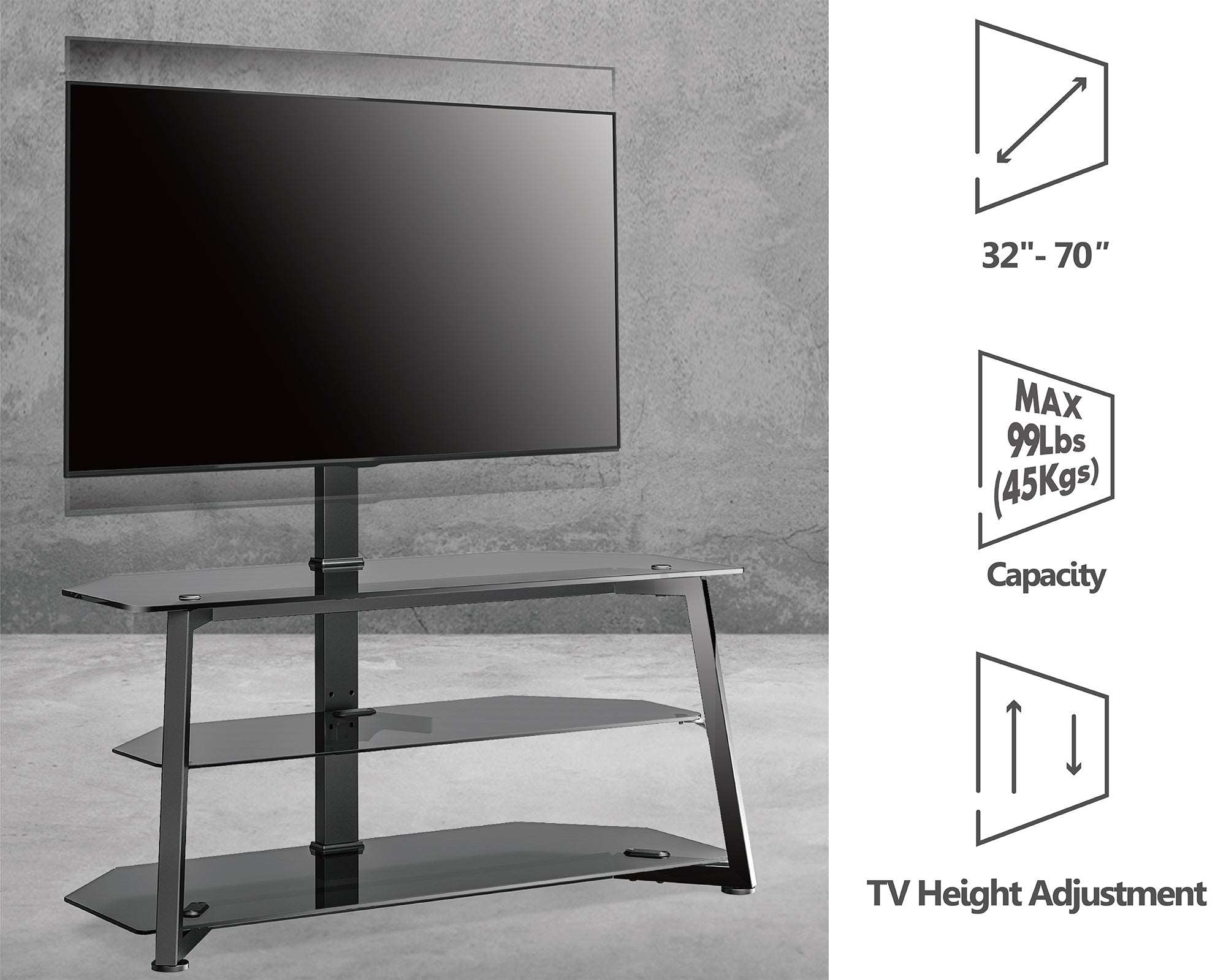 3-Tiers Stand/Base for 37-70 Inch TV