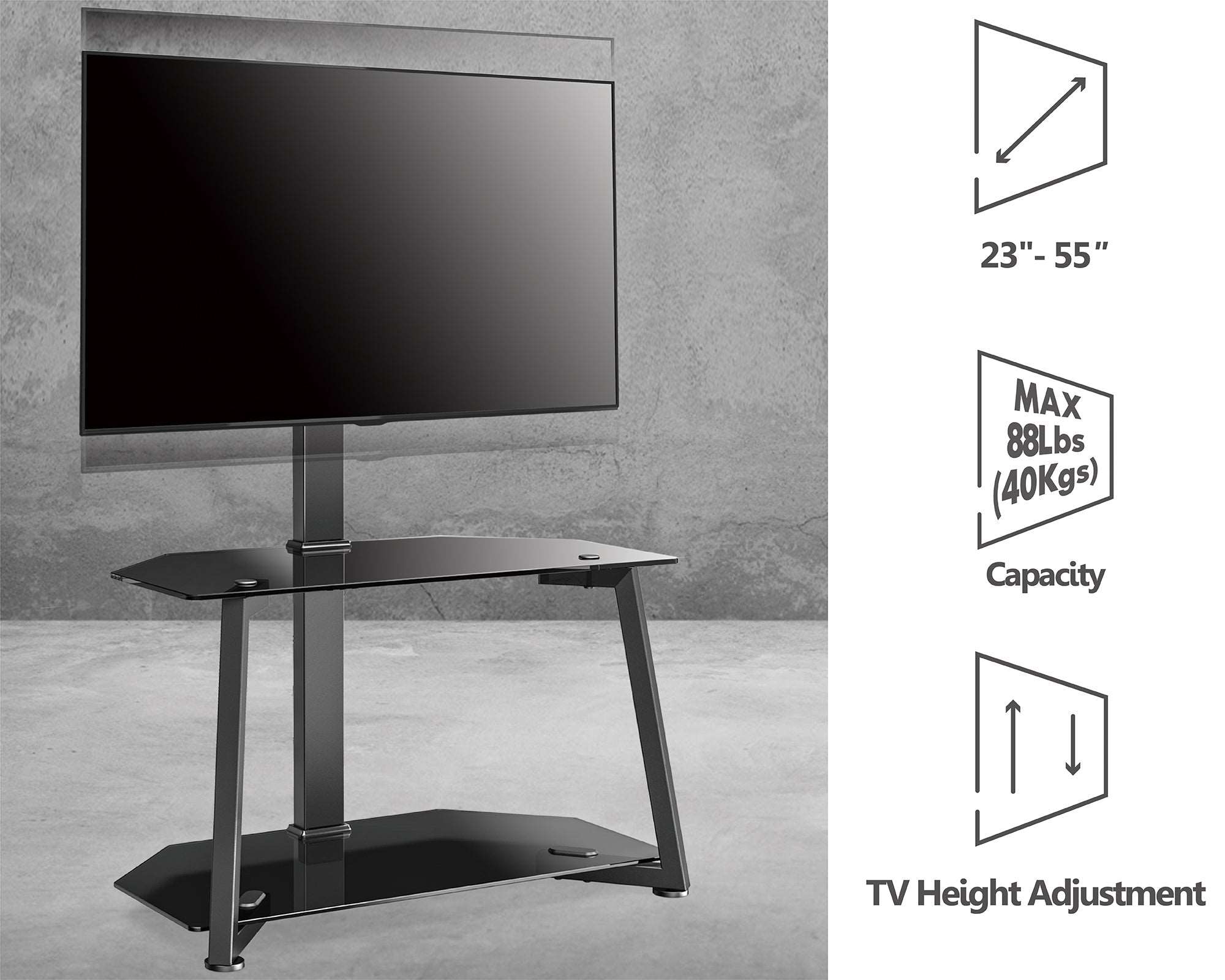 2-Tiers TV Stand/Base for 23-55 Inch TVs