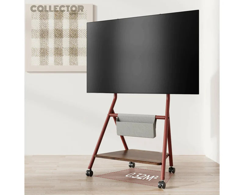 Floor TV Stand Portable Storage Collector Series 46-65 Inch - Maroon